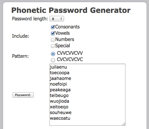 Phonetic Password Generator Phonetic Password Generator