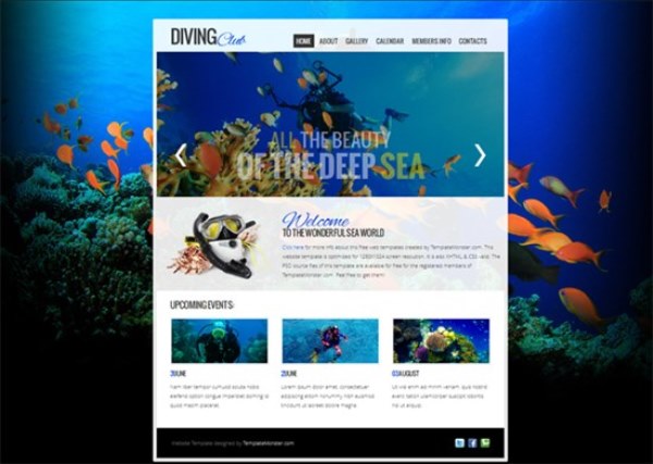 Template with jQuery Slider for Diving Club